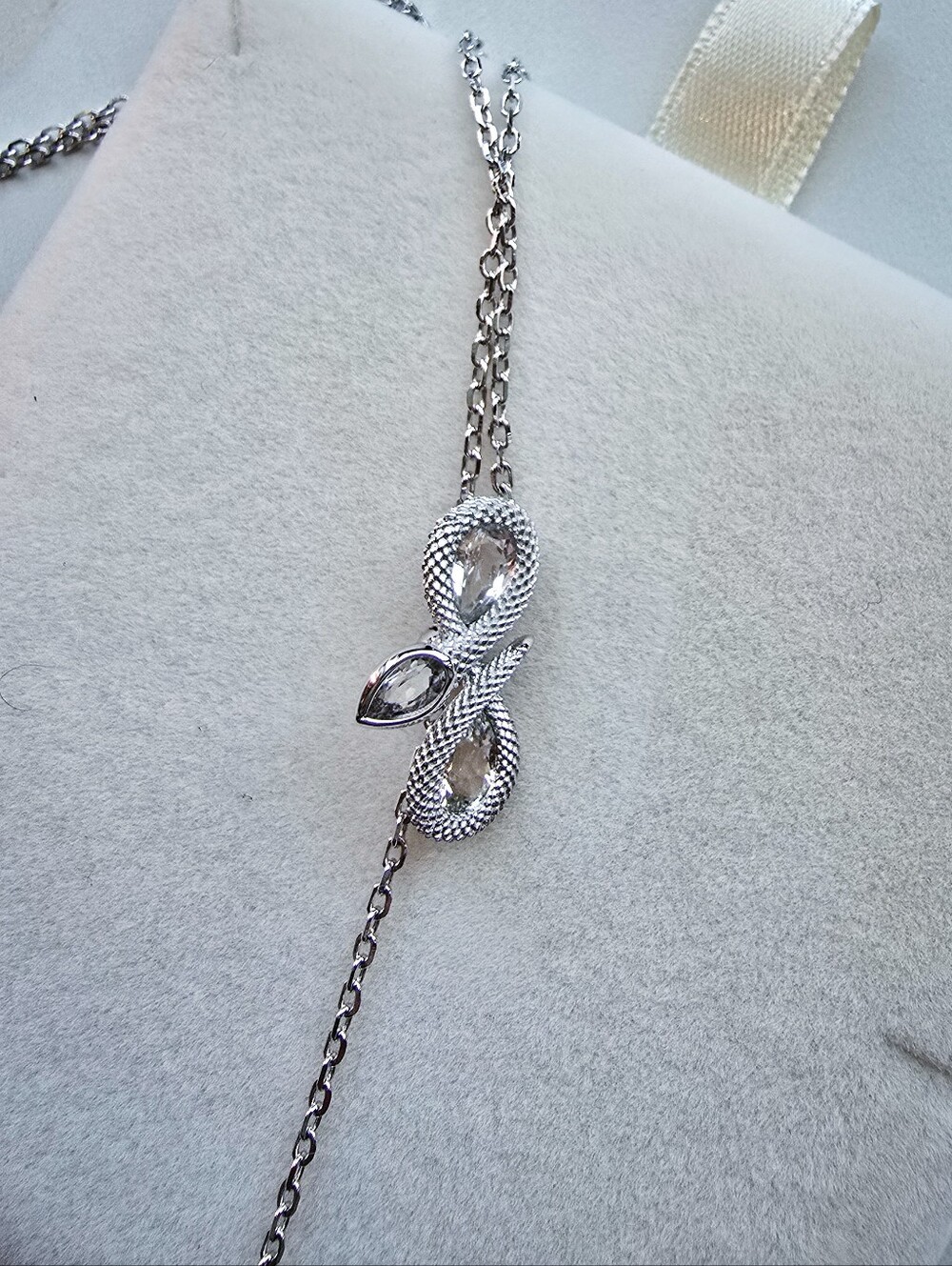Awe Inspired Infinity Charm Lariat Sterling Silver Necklace Snake - Picture 3 of 5